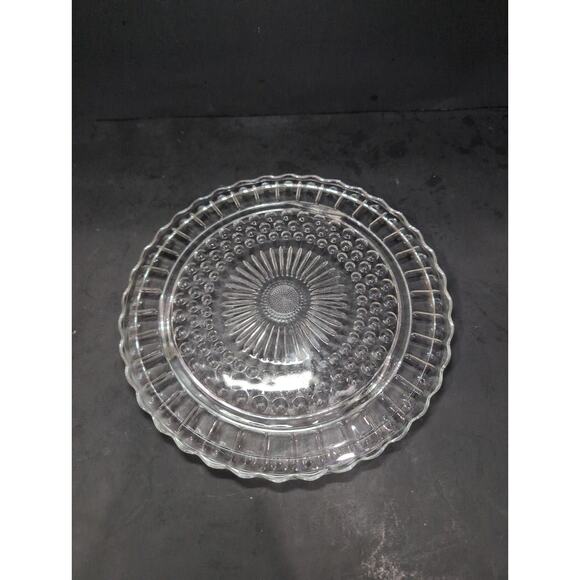 Federal Glass Cake‎ Stand Sunflower Bubble, Tri-Footed Cake Plate, Cake Platter - Picture 1 of 8